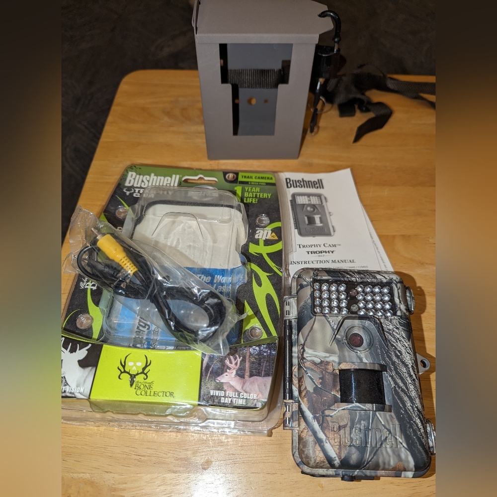 Bushnell's camouflage 8MP Trophy Cam Trail Camera with lockbox